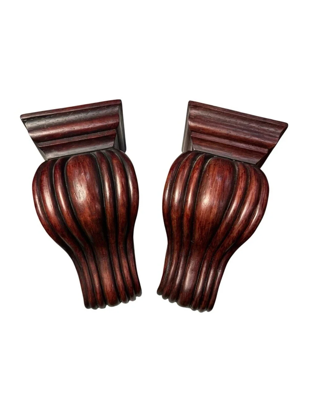 2 Drapery Sconce Corbels Curtain Rod Swag Holder Bracket Mahogany Finish 7